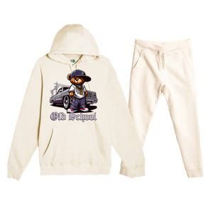 Old School Hip Hop Teddy Bear Lowrider Chicano Culture Cute Premium Hooded Sweatsuit Set