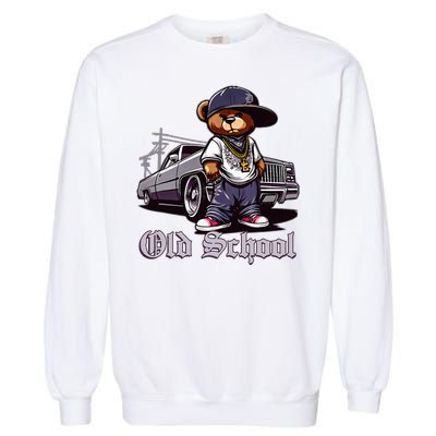 Old School Hip Hop Teddy Bear Lowrider Chicano Culture Cute Garment-Dyed Sweatshirt