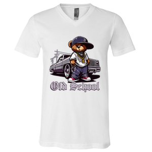 Old School Hip Hop Teddy Bear Lowrider Chicano Culture Cute V-Neck T-Shirt