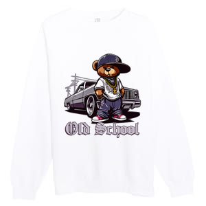 Old School Hip Hop Teddy Bear Lowrider Chicano Culture Cute Premium Crewneck Sweatshirt