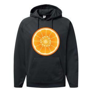 Orange Slice Halloween Costume Fun and Easy Fruit DressUp Performance Fleece Hoodie