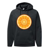 Orange Slice Halloween Costume Fun and Easy Fruit DressUp Performance Fleece Hoodie