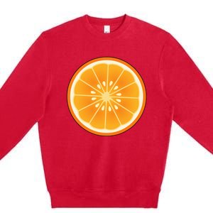 Orange Slice Halloween Costume Fun and Easy Fruit DressUp Premium Crewneck Sweatshirt