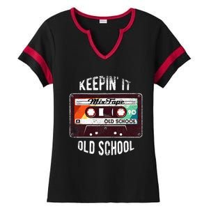 Old School Hip Hop 80s 90s Mixtape Graphic Ladies Halftime Notch Neck Tee