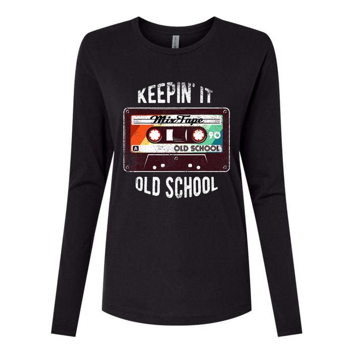 Old School Hip Hop 80s 90s Mixtape Graphic Womens Cotton Relaxed Long Sleeve T-Shirt