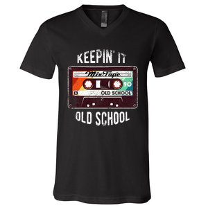 Old School Hip Hop 80s 90s Mixtape Graphic V-Neck T-Shirt