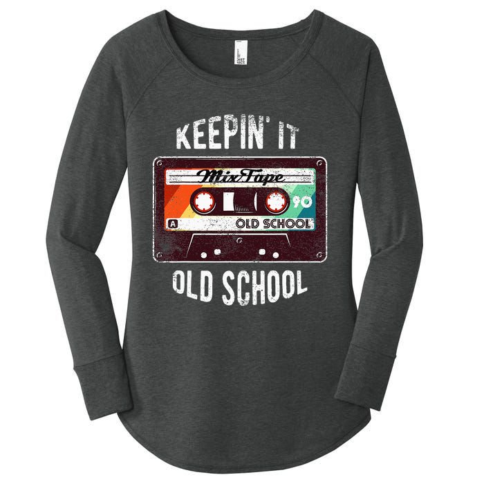 Old School Hip Hop 80s 90s Mixtape Graphic Women's Perfect Tri Tunic Long Sleeve Shirt