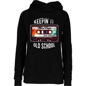 Old School Hip Hop 80s 90s Mixtape Graphic Womens Funnel Neck Pullover Hood