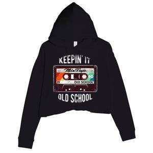 Old School Hip Hop 80s 90s Mixtape Graphic Crop Fleece Hoodie