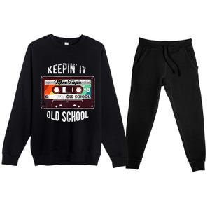 Old School Hip Hop 80s 90s Mixtape Graphic Premium Crewneck Sweatsuit Set