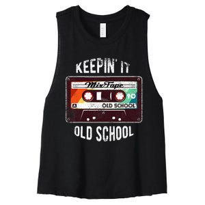 Old School Hip Hop 80s 90s Mixtape Graphic Women's Racerback Cropped Tank