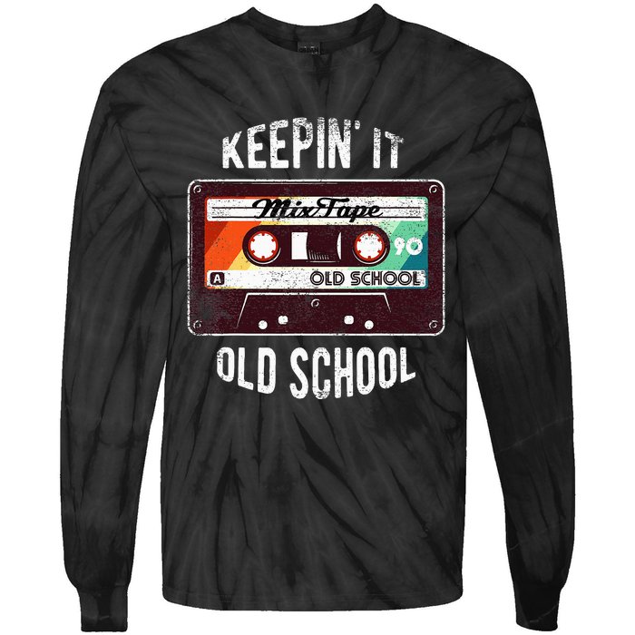 Old School Hip Hop 80s 90s Mixtape Graphic Tie-Dye Long Sleeve Shirt