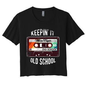 Old School Hip Hop 80s 90s Mixtape Graphic Women's Crop Top Tee