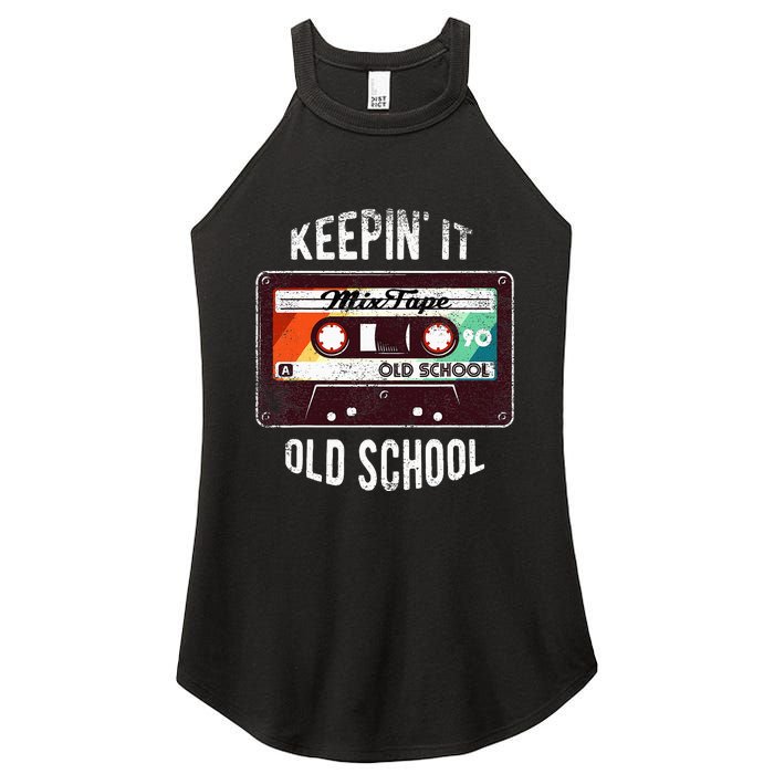 Old School Hip Hop 80s 90s Mixtape Graphic Women's Perfect Tri Rocker Tank