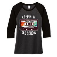 Old School Hip Hop 80s 90s Mixtape Graphic Women's Tri-Blend 3/4-Sleeve Raglan Shirt