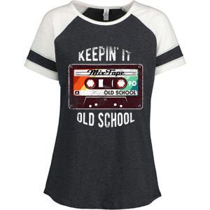 Old School Hip Hop 80s 90s Mixtape Graphic Enza Ladies Jersey Colorblock Tee