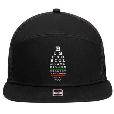 Old School Hip Hop Music Rap Legends Eye Chart 90s Hiphop 7 Panel Mesh Trucker Snapback Hat