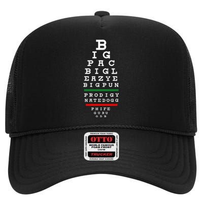 Old School Hip Hop Music Rap Legends Eye Chart 90s Hiphop High Crown Mesh Back Trucker Hat