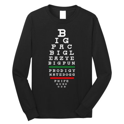 Old School Hip Hop Music Rap Legends Eye Chart 90s Hiphop Long Sleeve Shirt