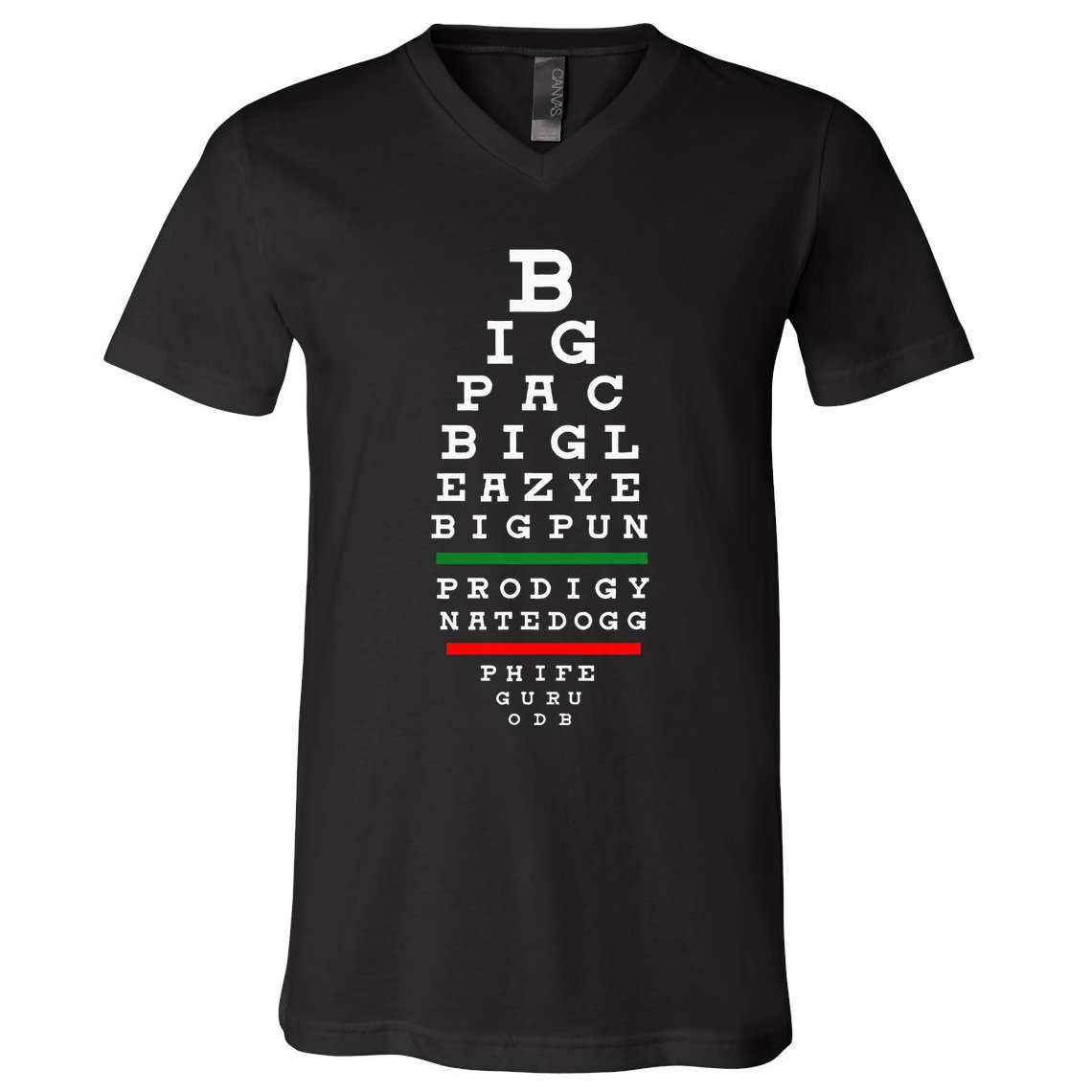 Old School Hip Hop Music Rap Legends Eye Chart 90s Hiphop V-Neck T-Shirt