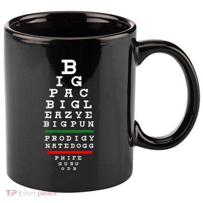 Old School Hip Hop Music Rap Legends Eye Chart 90s Hiphop 11oz C Handle Ceramic Mug