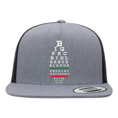 Old School Hip Hop Music Rap Legends Eye Chart 90s Hiphop Flat Bill Trucker Hat