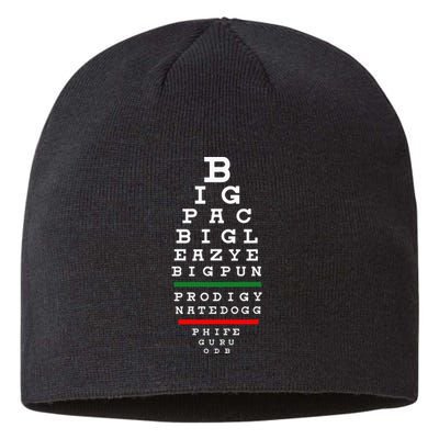 Old School Hip Hop Music Rap Legends Eye Chart 90s Hiphop Sustainable Beanie