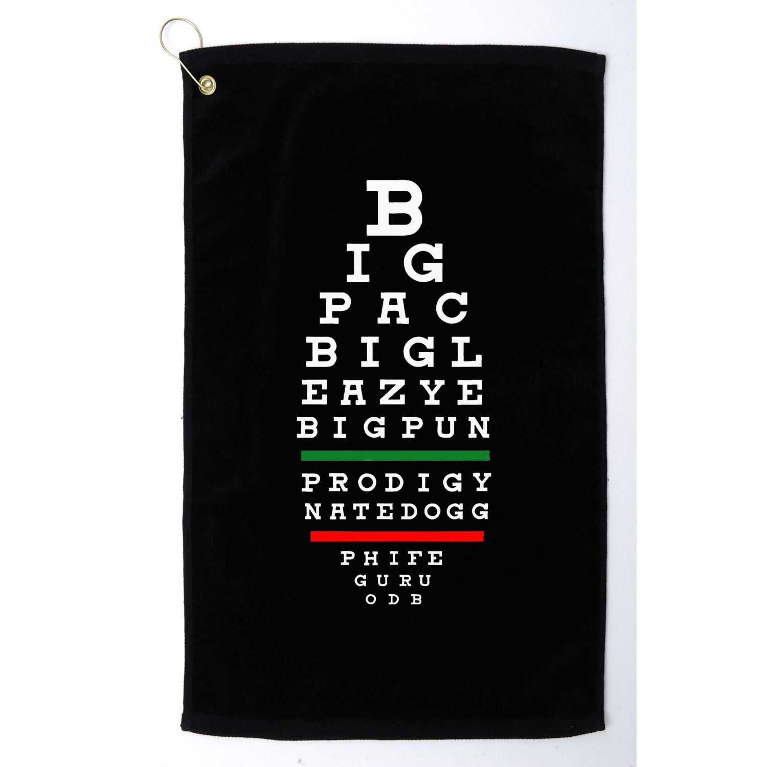 Old School Hip Hop Music Rap Legends Eye Chart 90s Hiphop Golf Towel