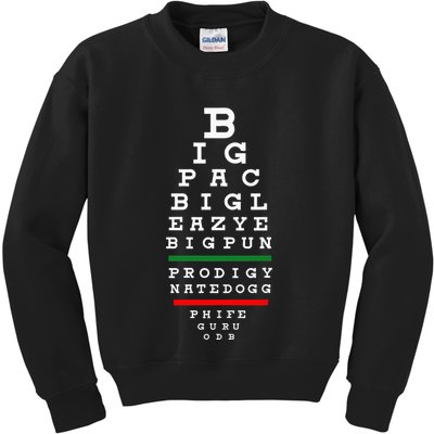Old School Hip Hop Music Rap Legends Eye Chart 90s Hiphop Kids Sweatshirt