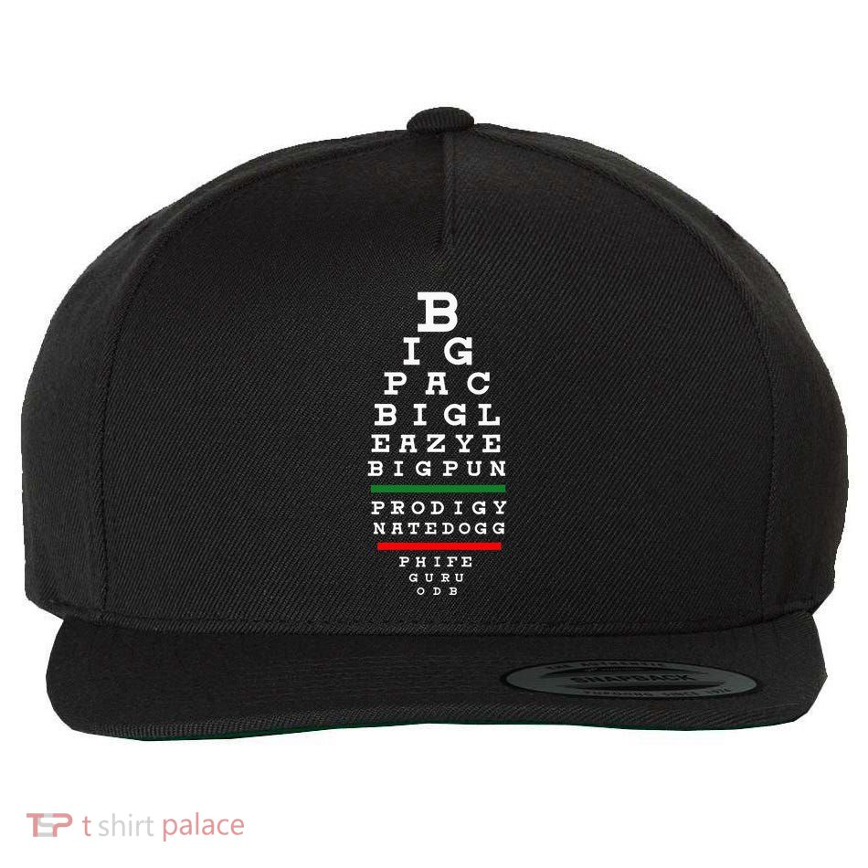 Old School Hip Hop Music Rap Legends Eye Chart 90s Hiphop Wool Snapback Cap