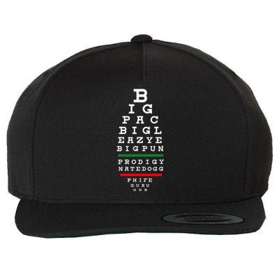 Old School Hip Hop Music Rap Legends Eye Chart 90s Hiphop Wool Snapback Cap