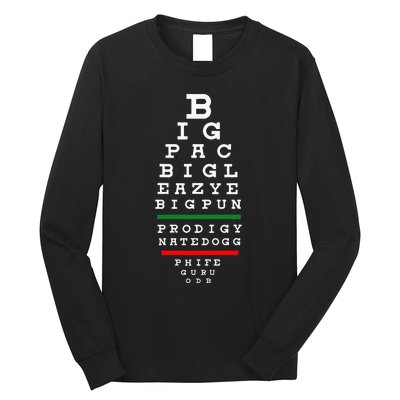 Old School Hip Hop Music Rap Legends Eye Chart 90s Hip Hop Long Sleeve Shirt