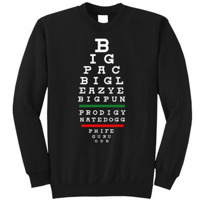 Old School Hip Hop Music Rap Legends Eye Chart 90s Hip Hop Sweatshirt