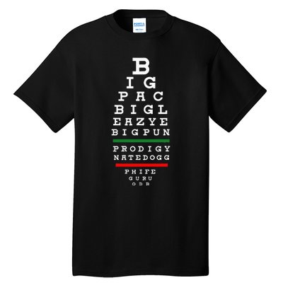 Old School Hip Hop Music Rap Legends Eye Chart 90s Hip Hop Tall T-Shirt