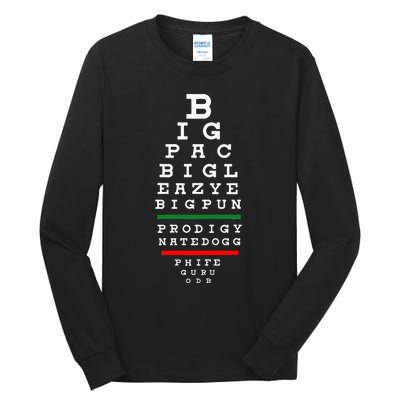 Old School Hip Hop Music Rap Legends Eye Chart 90s Hip Hop Tall Long Sleeve T-Shirt