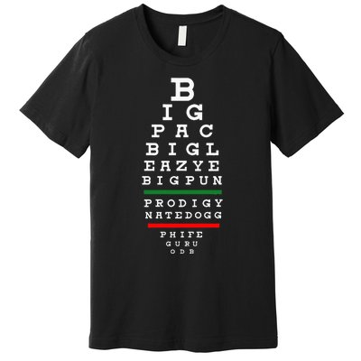 Old School Hip Hop Music Rap Legends Eye Chart 90s Hip Hop Premium T-Shirt