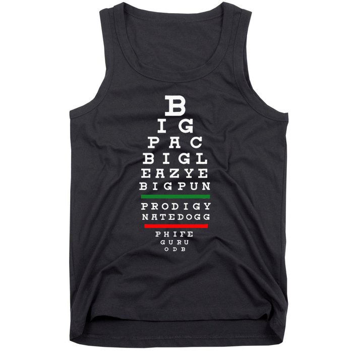 Old School Hip Hop Music Rap Legends Eye Chart 90s Hip Hop Tank Top