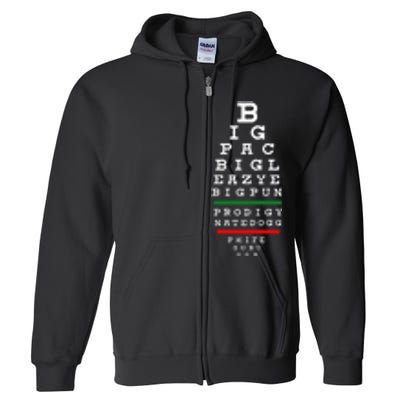 Old School Hip Hop Music Rap Legends Eye Chart 90s Hip Hop Full Zip Hoodie