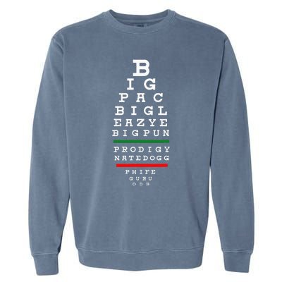 Old School Hip Hop Music Rap Legends Eye Chart 90s Hip Hop Garment-Dyed Sweatshirt