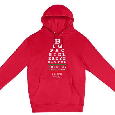 Old School Hip Hop Music Rap Legends Eye Chart 90s Hip Hop Premium Pullover Hoodie