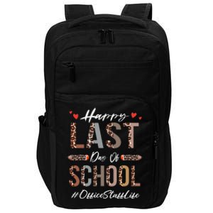 Office Staff Happy Last Day Of School Summer Funny Leopard Impact Tech Backpack