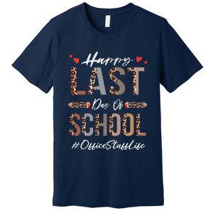 Office Staff Happy Last Day Of School Summer Funny Leopard Premium T-Shirt