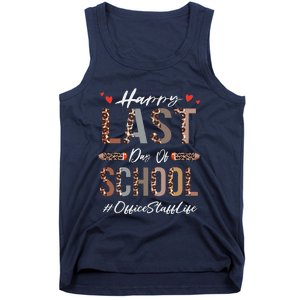 Office Staff Happy Last Day Of School Summer Funny Leopard Tank Top