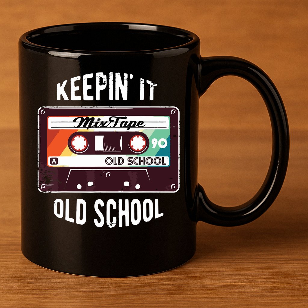 Old School Hip Hop 80s 90s Mixtape Graphic 11oz C Handle Ceramic Mug