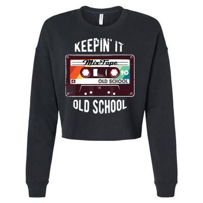 Old School Hip Hop 80s 90s Mixtape Graphic Cropped Pullover Crew
