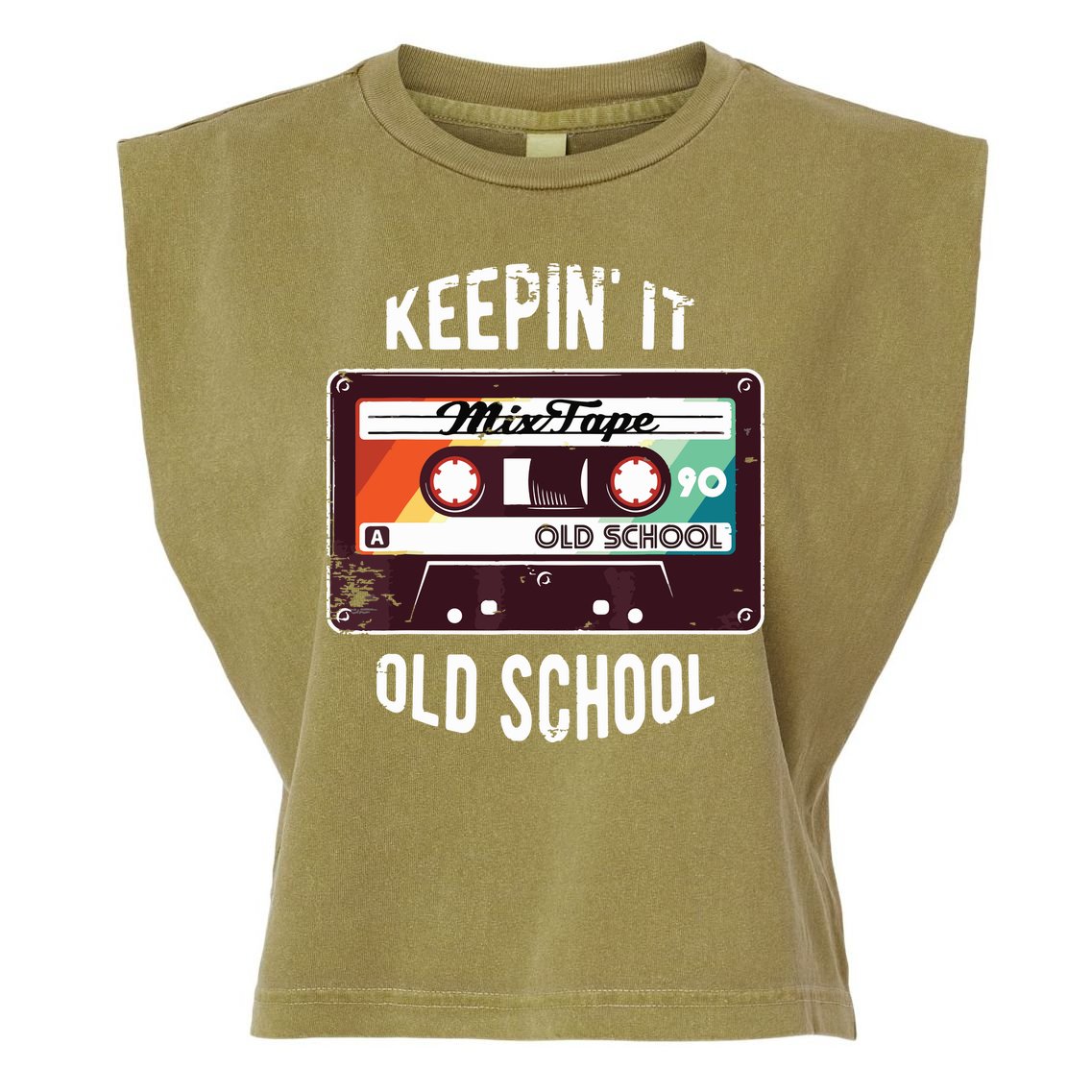 Old School Hip Hop 80s 90s Mixtape Graphic Garment-Dyed Women's Muscle Tee