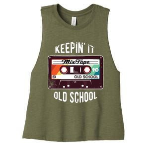 Old School Hip Hop 80s 90s Mixtape Graphic Women's Racerback Cropped Tank