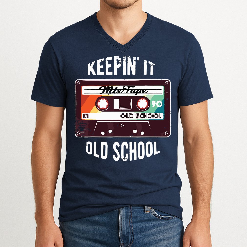 Old School Hip Hop 80s 90s Mixtape Graphic V-Neck T-Shirt