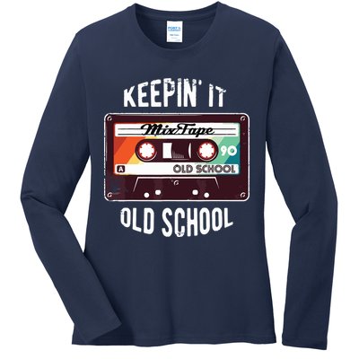 Old School Hip Hop 80s 90s Mixtape Graphic Ladies Long Sleeve Shirt
