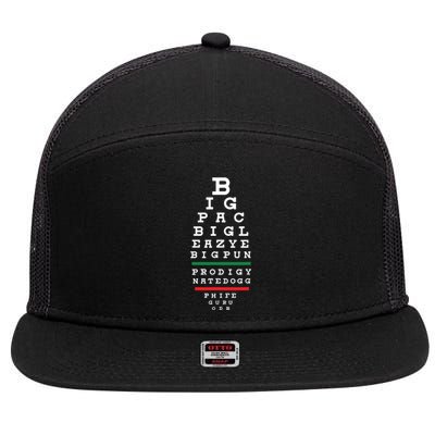 Old School Hip Hop Music Rap Legends Eye Chart 90s HipHop 7 Panel Mesh Trucker Snapback Hat